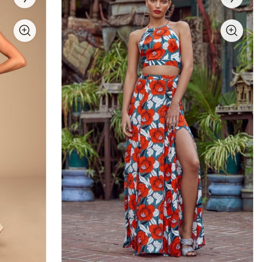 Lulu's Back to Your Roots red floral print 2 piece maxi dress